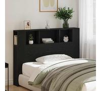 Headboard Cabinet Wall-Mounted Black Oak 140 cm Engineered Wood Shelf Minimalist