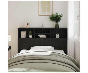 Headboard cabinet Wall-mounted Black Oak 140x19x103.5cm Engineered Wood Slim Box