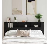 Headboard Cabinet Wall-Mounted Black Oak 200cm Engineered Wood Shelf Slim Unit+