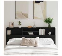 Headboard Cabinet Wall-Mounted Black Oak 200x19x103.5cm Engineered Wood Storage