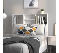Headboard cabinet White 100x19x103.5cm Engineered Wood 4-Compartment Wall Shelf