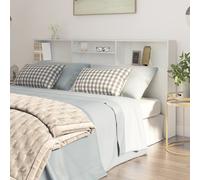 Headboard Cabinet White 200x19x103.5cm Engineered Wood 4-Compartment Wall Shelf