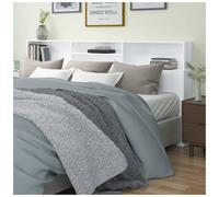 Headboard cabinet White Engineered Wood 220x19x103.5cm WallMounted Storage Shelf