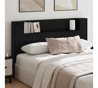 Headboard Cabinet with LED Black Oak 160 x 16.5 x 103.5 cm