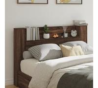 Headboard Cabinet with LED Brown Oak 160x16.5x103.5 cm Berkfield Home Brown One Size