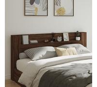 Headboard Cabinet with LED Brown Oak 220x16.5x103.5 cm Berkfield Home Brown One Size