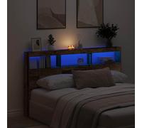 Headboard Cabinet with LED Old Wood 180x17x102 cm
