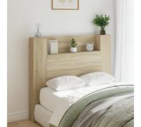 Headboard Cabinet with LED Sonoma Oak 120x16.5x103.5 cm Berkfield Home Brown One Size