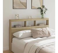Headboard Cabinet with LED Sonoma Oak 160x17x102 cm
