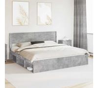 Headboard Concrete grey 186.5x7x100cm Engineered wood Vertical slat Bed-mount UK