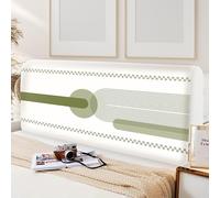 Headboard Cover Green Striped Circle Headboards for Beds Cover Single Headboard Polyester Headboard Covers Single Bed Headboard Dustproof Elastic Small Double Headboard Bed Headboard Cover 140-160cm