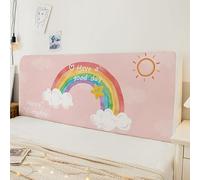 Headboard Cover Pink Rainbow Headboards for Beds Cover Polyester Headboard Covers Single Headboard All-inclusive Elastic Single Bed Headboard Bed Headboard Cover Dustproof 100-130cm