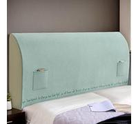 Headboard Cover with Pockets, Textured Fabric Padded Protector, Universal Fit for Dust Resistance and Decorative Bedroom Use