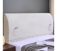 Headboard Cover with Pockets, Textured Fabric Padded Protector, Universal Fit for Dust Resistance and Decorative Bedroom Use