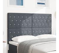 Headboard Crystal Button Tufted Dark Grey 140 cm Velvet Berkfield Home Grey One Size
