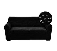 HEADBOARD Elastic Couch Covers,1/2/3/4 Seater Sofa Cover,Waterproof Furniture Protector,1-Piece Slipcover for Dogs/Cats,Universal Couch Protector,Stretch Sofa Slipcover (black,3 seat:185-230CM)