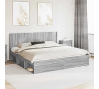 Headboard Engineered Wood Grey Sonoma 186.5x7x100cm Vertical Slat Bed Mount Legs