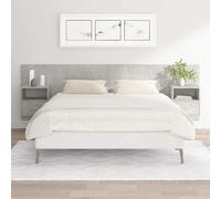 Headboard Floating 2 Wall-Mounted Bedside Cabinets Concrete Grey 160x80cm Wood.