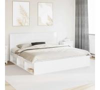 Headboard High Gloss White 186.5x100cm Engineered Wood Vertical Slat Bed mount.
