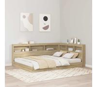 Headboard L-Shape Sonoma Oak 217.5x97.5x76.5cm Engineered Wood White with Shelf