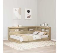 Headboard L-Shaped Sonoma Oak Engineered Wood 217.5x97.5x76.5cm Shelf w/Storage