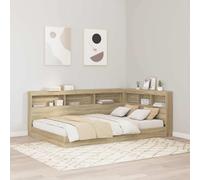 Headboard L-Shaped Sonoma Oak Engineered Wood 217.5x97.5x76.5cm White incl Shelf