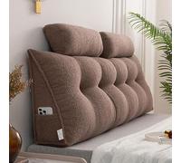 Headboard Pillow Full Twin Double King Size - Triangular Wedge Bed Pillow with Head Roll Pillow Backrest Pillows Teddy Velvet Bed Rest Reading Pillows Positioning Support Cushion(200x50x20cm,Brown)