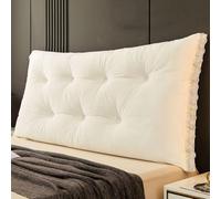 Headboard Pillow,White 47" Full Rectangle Large Backrest Lace Headboard Pillow - Reading Support Cushion, Bolster for Daybed Sofa, Wedge Tatami Bed, Upholstered with Removable Cover
