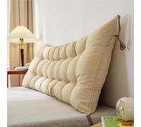 Headboard Reading Pillows Back Cushion Bed Backrest Long Support Pillow Headboard Cushion with Fixing Ties for Sofa Bay Window Back Bolster Support Reading Pillow,Beige,150x50cm