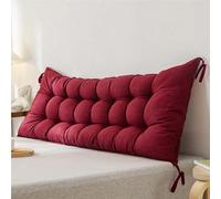 Headboard Reading Pillows Back Cushion Bed Backrest Long Support Pillow Headboard Cushion with Fixing Ties for Sofa Bay Window Back Bolster Support Reading Pillow,Wine Red,150x50cm
