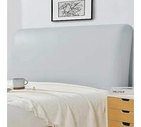 Headboard Slipcover ，Leather Bed Head Cover,Faux Leather Headboard Cover For Super King/Double/Single Bed,Waterproof Stretch Dustproof Protective Cover ( Color : White grey , Size : 120x70cm )