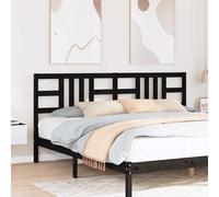 Headboard Solid Pine Black 206x100cm Slim 4cm Wall-Mount Backrest Bedroom Panel