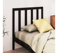 Headboard Solid Pine Slim Black 96x100cm Modern Easy-Mount Bed Board Sturdy Slat