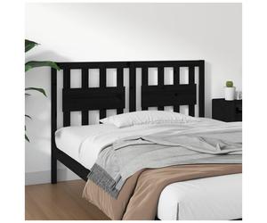 Headboard Solid Pine Wood Black Slatted 145.5x100cm Pre-drilled Mounting EasyFit