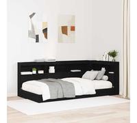 Headboard Storage Black Oak 217.5x117.5x76.5cm Engineered Wood w/ Charging Shelf