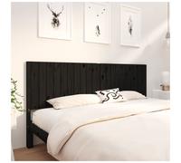 Headboard Tall Slim Solid Pine Wood Wall-Mount Black 205.5x100x4 cm Modern style
