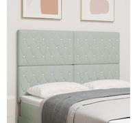 Headboard Velvet Light Grey 80x128cm Tufted Argyle Adjustable Wall-Mount Luxury