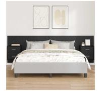Headboard Wall-Mounted Black Oak Engineered Wood 257x32.5x80cm Cabinets Storage
