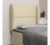 Headboard Wave Ear Cream Fabric 80x23x6cm Eng Wood Upholstered Padded Foam Back
