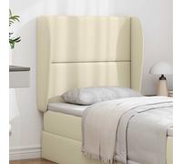 Headboard Wave Ear Cream PVC 80x23x6cm Engineered Wood Frame Modern Padded Chic