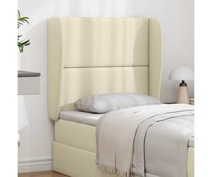 Headboard Wave Ear Cream PVC 80x23x6cm Engineered Wood Frame Modern Padded Chic