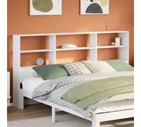 Headboard White Solid Pinewood 180 Storage Freestanding 6-Compartment for135cms