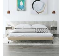 Headboard with 2 Floating Nightstands Concrete Grey 200x80cm Engineered Wood Set