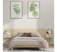 Headboard with Bedside Cabinets Sonoma Oak Engineered Wood 200x1.5x80cm Incl 2pc
