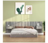 Headboard with Cabinets Grey-Sonoma Engineered Wood 257x32.5x80cm Wall-mounted.