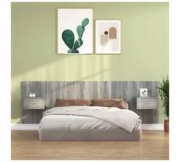 Headboard with Cabinets Grey-Sonoma Engineered Wood 257x32.5x80cm Wall-mounted.