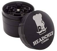 Headchef Cyborg Metal Herb Grinder with Removable Twist Screen, 4 Piece Grinder 62mm (Carbon Black)