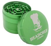 Headchef Cyborg Metal Herb Grinder with Removable Twist Screen, 4 Piece Grinder 62mm (Gamma Green)