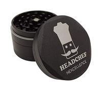 Headchef Hardcore Hexellence Ceramic Non-Stick Coated Metal Herb Grinder, 4 Piece, 62mm (Black)