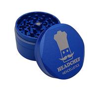 Headchef Hardcore Hexellence Ceramic Non-Stick Coated Metal Herb Grinder, 4 Piece, 62mm (Kiloton Blue)